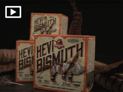Hevi-Bismuth boxes next to pheasant tail feathers