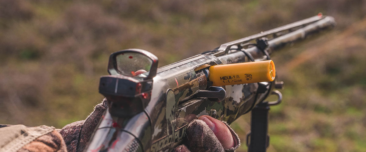 shotgun with a HEVI-18 shell 