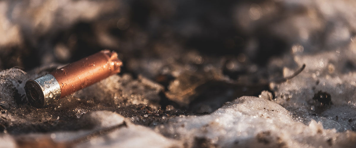 shot HEVI shotshell in the snow