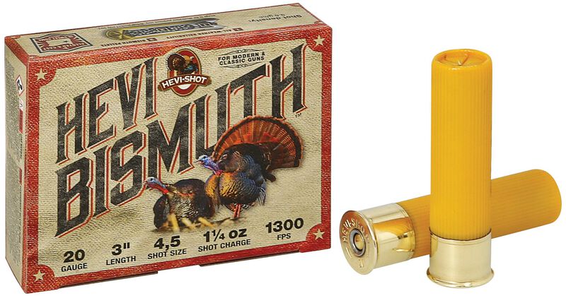 HEVI-Bismuth Turkey, 20 Gauge, 4 and 5 Shot, 3 in, 1 1/4 oz, 1300 fps