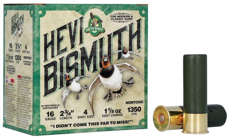 HEVI-Bismuth, 16 Gauge, 4 Shot, 2-3/4 in, 1 1/8 oz, 1350 fps