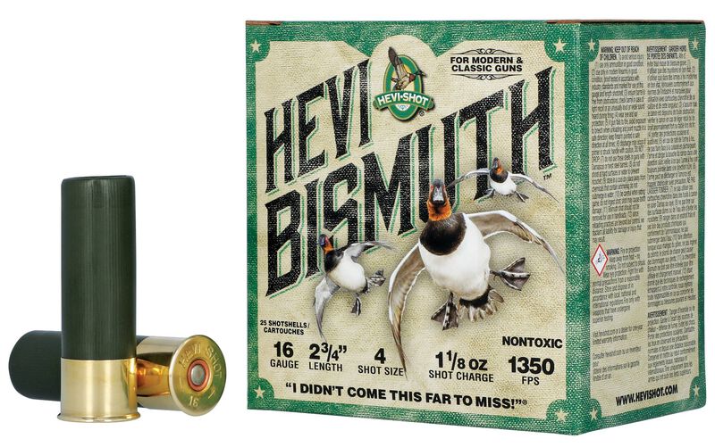 HEVI-Bismuth, 16 Gauge, 4 Shot, 2-3/4 in, 1 1/8 oz, 1350 fps