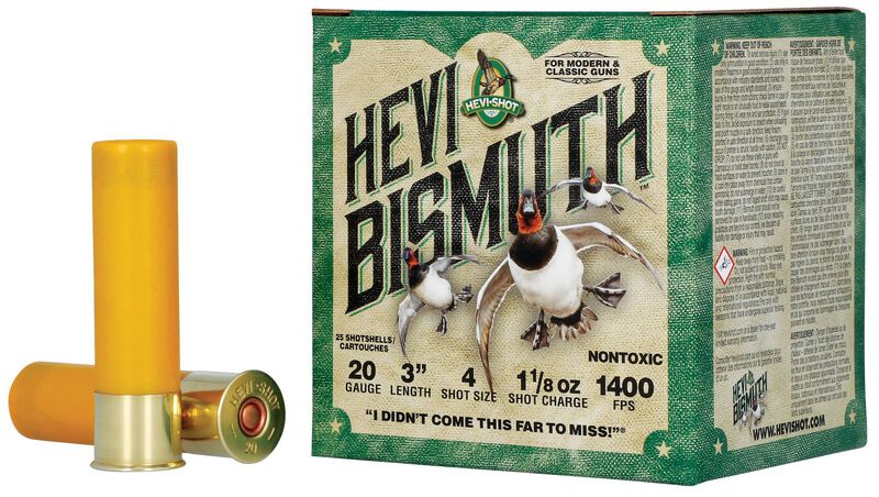 HEVI-Bismuth, 20 Gauge, 4 Shot, 3 in, 1 1/8 oz, 1400 fps
