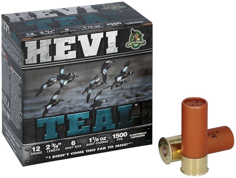 HEVI-Teal, 12 Gauge, 6 Shot, 2-3/4 in, 1 1/8 oz, 1500 fps