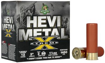 HEVI-Metal Xtreme, 12 Gauge, BB and 2 Shot, 3 in, 1 1/4 oz, 1450 fps