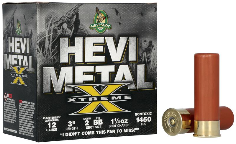 HEVI-Metal Xtreme, 12 Gauge, BB and 2 Shot, 3 in, 1 1/4 oz, 1450 fps