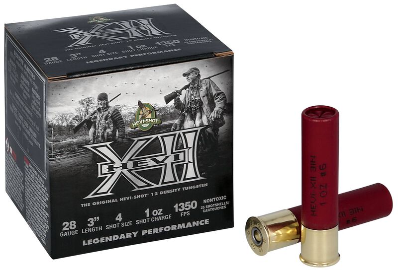 HEVI-XII, 28 Gauge, 4 Shot, 3 in, 1 oz, 1350 fps