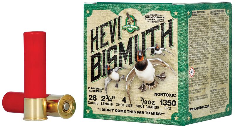 HEVI-Bismuth, 28 Gauge, 4 Shot, 2-3/4 in, 3/4 oz, 1350 fps
