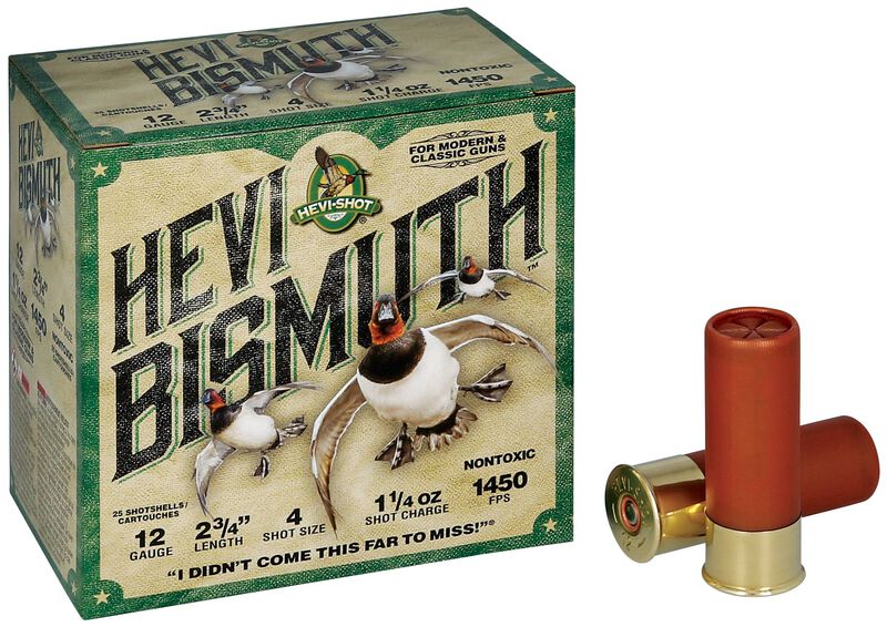 HEVI-Bismuth, 12 Gauge, 4 Shot, 2-3/4 in, 1 1/4 oz, 1450 fps