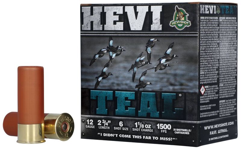 HEVI-Teal, 12 Gauge, 6 Shot, 2-3/4 in, 1 1/8 oz, 1500 fps