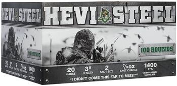 HEVI-Steel, 20 Gauge, 2 Shot, 3 in, 7/8 oz, 1400 fps