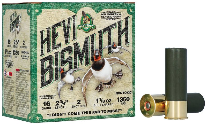 HEVI-Bismuth, 16 Gauge, 2 Shot, 2-3/4 in, 1 1/8 oz, 1350 fps