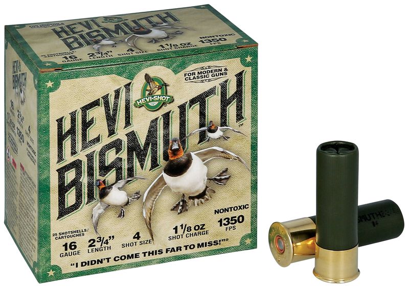 HEVI-Bismuth, 16 Gauge, 4 Shot, 2-3/4 in, 1 1/8 oz, 1350 fps