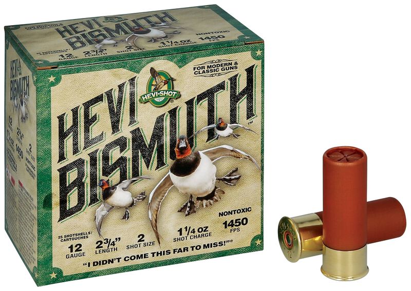 HEVI-Bismuth, 12 Gauge, 2 Shot, 2-3/4 in, 1 1/4 oz, 1450 fps