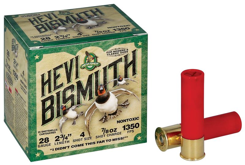 HEVI-Bismuth, 28 Gauge, 4 Shot, 2-3/4 in, 3/4 oz, 1350 fps