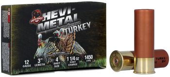 HEVI-Metal Turkey, 12 Gauge, 4 and 5 Shot, 3 in, 1 1/4 oz, 1450 fps