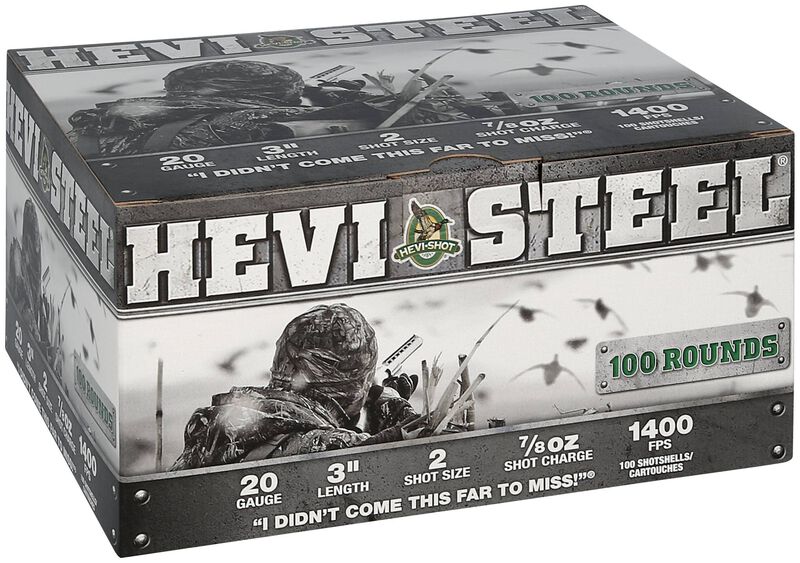 HEVI-Steel, 20 Gauge, 2 Shot, 3 in, 7/8 oz, 1400 fps