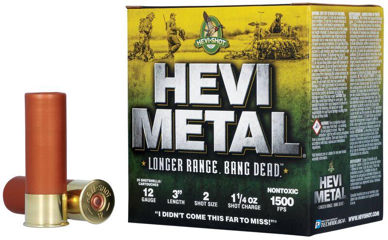 HEVI-Metal Longer Range, 12 Gauge, 2 Shot, 3 in, 1 1/4 oz, 1500 fps