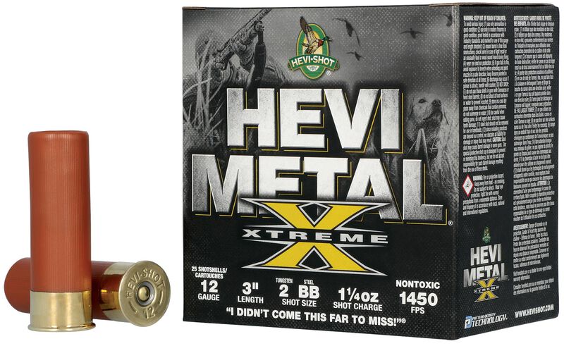 HEVI-Metal Xtreme, 12 Gauge, BB and 2 Shot, 3 in, 1 1/4 oz, 1450 fps
