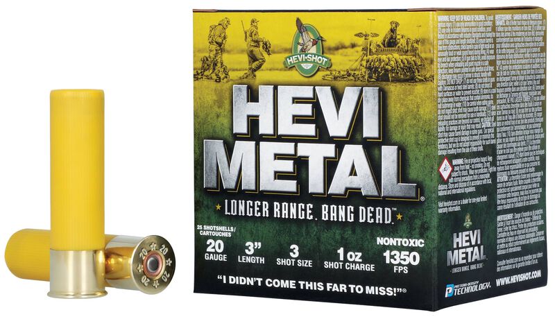 HEVI-Metal Longer Range, 20 Gauge, 3 Shot, 3 in, 1 oz, 1350 fps