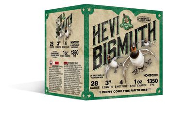 HEVI-Bismuth, 28 Gauge, 4 Shot, 3 in, 1 oz, 1350 fps