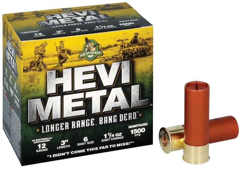HEVI-Metal Longer Range, 12 Gauge, 6 Shot, 3 in, 1 1/4 oz, 1500 fps