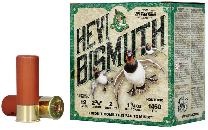 HEVI-Bismuth, 12 Gauge, 2 Shot, 2-3/4 in, 1 1/4 oz, 1450 fps