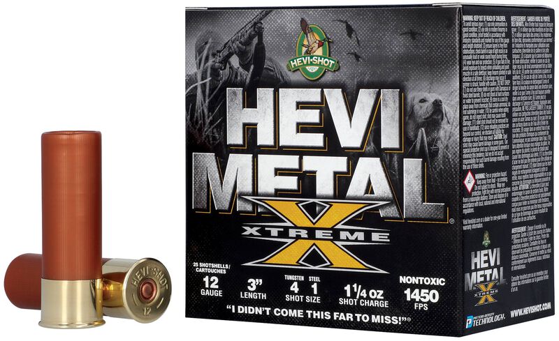 HEVI-Metal Xtreme, 12 Gauge, 1 and 4 Shot, 3 in, 1 1/4 oz, 1450 fps