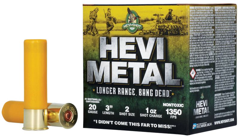 HEVI-Metal Longer Range, 20 Gauge, 2 Shot, 3 in, 1 oz, 1350 fps