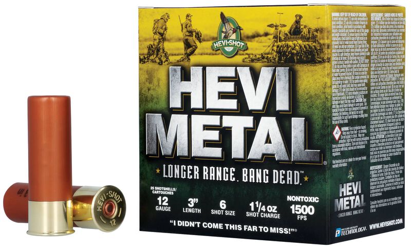 HEVI-Metal Longer Range, 12 Gauge, 6 Shot, 3 in, 1 1/4 oz, 1500 fps