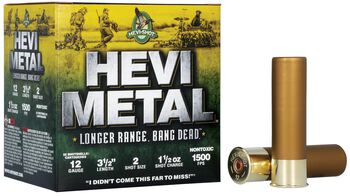HEVI-Metal Longer Range, 12 Gauge, 2 Shot, 3-1/2 in, 1 1/2 oz, 1500 fps