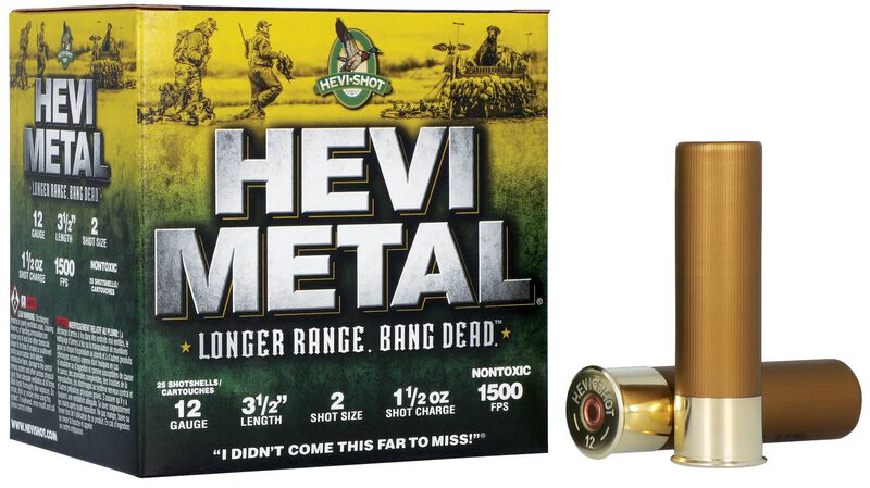HEVI-Metal Longer Range, 12 Gauge, 2 Shot, 3-1/2 in, 1 1/2 oz, 1500 fps
