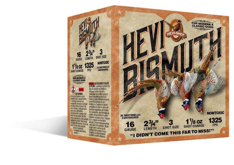 HEVI-Bismuth Upland, 16 Gauge, 3 Shot, 2-3/4 in, 1 1/8 oz, 1325 fps