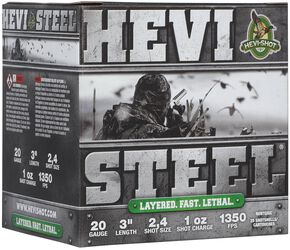 HEVI-Steel, 20 Gauge, 2 and 4 Shot, 3 in, 1 oz, 1350 fps
