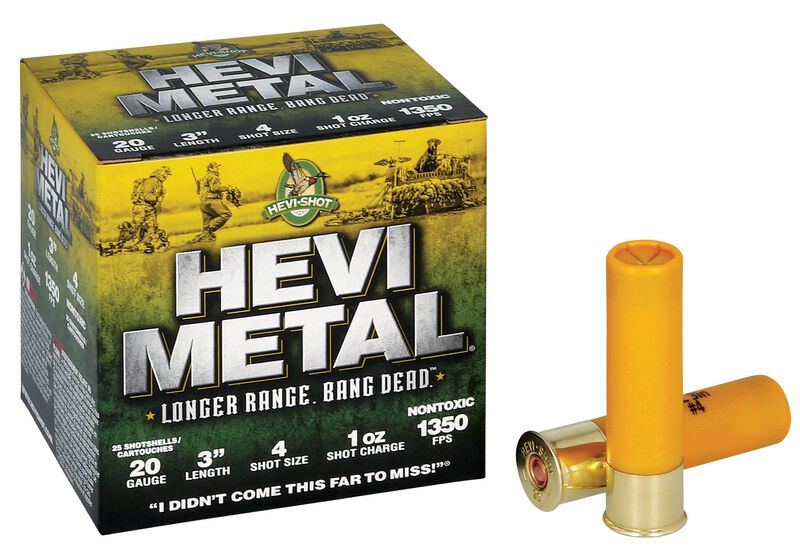 HEVI-Metal Longer Range, 20 Gauge, 4 Shot, 3 in, 1 oz, 1350 fps