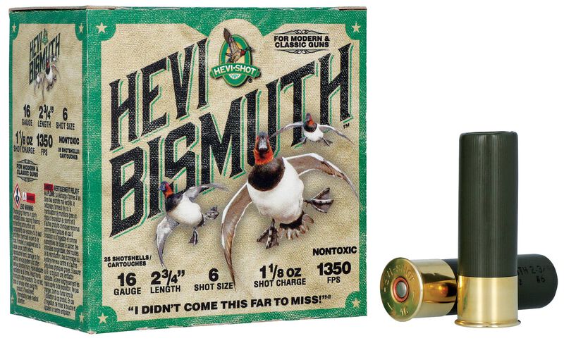 HEVI-Bismuth, 16 Gauge, 6 Shot, 2-3/4 in, 1 1/8 oz, 1350 fps