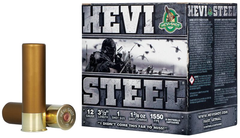 HEVI-Steel, 12 Gauge, 1 Shot, 3-1/2 in, 1 3/8 oz, 1550 fps