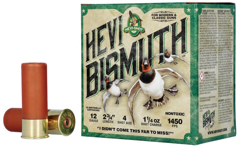 HEVI-Bismuth, 12 Gauge, 4 Shot, 2-3/4 in, 1 1/4 oz, 1450 fps