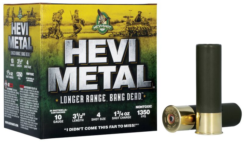 HEVI-Metal Longer Range, 10 Gauge, 4 Shot, 3-1/2 in, 1 3/4 oz, 1350 fps