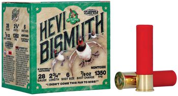 HEVI-Bismuth, 28 Gauge, 6 Shot, 2-3/4 in, 3/4 oz, 1350 fps
