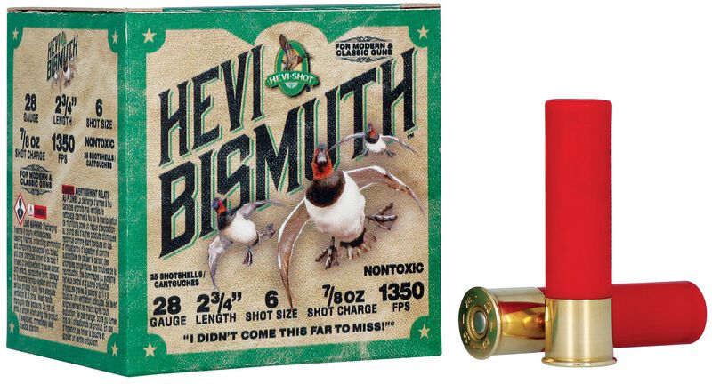 HEVI-Bismuth, 28 Gauge, 6 Shot, 2-3/4 in, 3/4 oz, 1350 fps