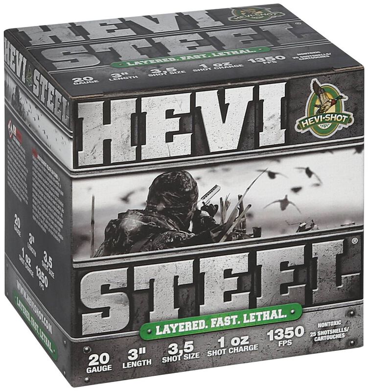 HEVI-Steel, 20 Gauge, 3 and 5 Shot, 3 in, 1 oz, 1350 fps