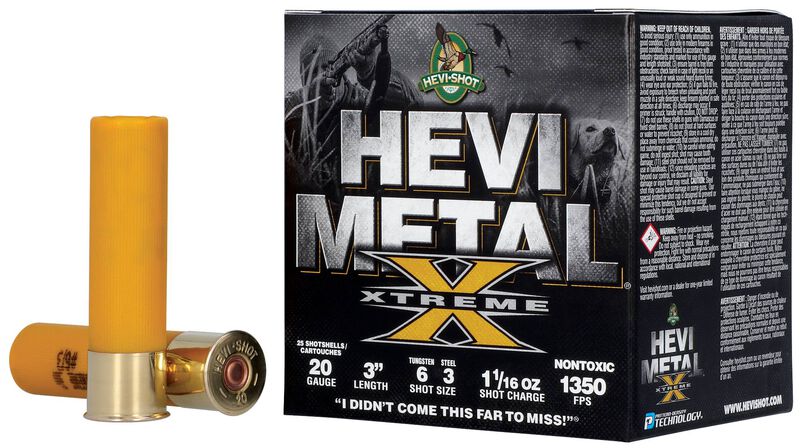 HEVI-Metal Xtreme, 20 Gauge, 3 and 6 Shot, 3 in, 1 1/16 oz, 1350 fps