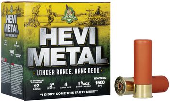 HEVI-Metal Longer Range, 12 Gauge, 4 Shot, 3 in, 1 1/4 oz, 1500 fps