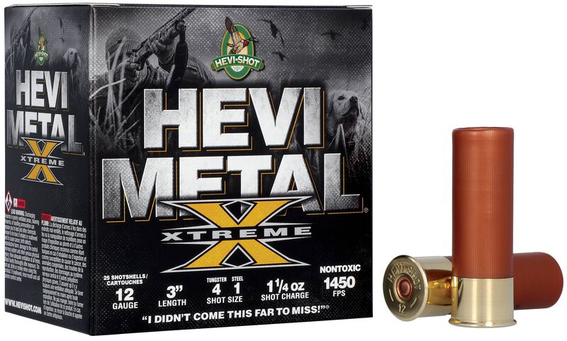 HEVI-Metal Xtreme, 12 Gauge, 1 and 4 Shot, 3 in, 1 1/4 oz, 1450 fps