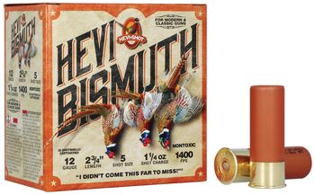 HEVI-Bismuth Upland, 12 Gauge, 5 Shot, 2-3/4 in, 1 1/4 oz, 1400 fps