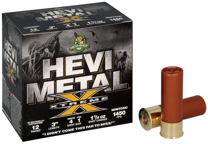 HEVI-Metal Xtreme, 12 Gauge, 1 and 4 Shot, 3 in, 1 1/4 oz, 1450 fps