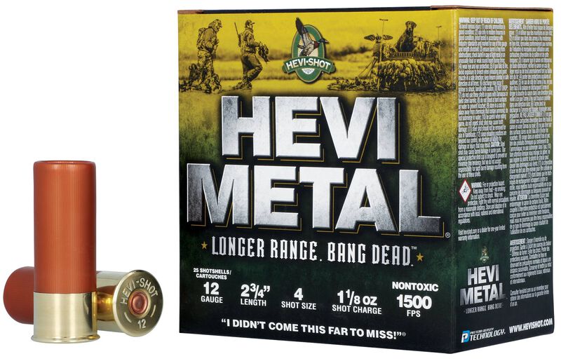 HEVI-Metal Longer Range, 12 Gauge, 4 Shot, 2-3/4 in, 1 1/8 oz, 1500 fps