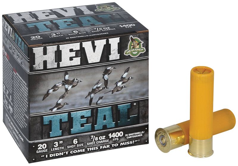 HEVI-Teal, 20 Gauge, 6 Shot, 3 in, 7/8 oz, 1400 fps