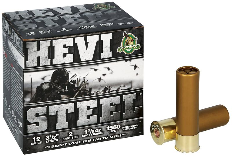 HEVI-Steel, 12 Gauge, 2 Shot, 3-1/2 in, 1 3/8 oz, 1550 fps